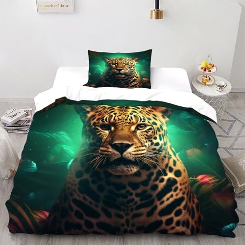 Housse de couette léopard avec fermeture éclair pour lit simple 1 place - 2