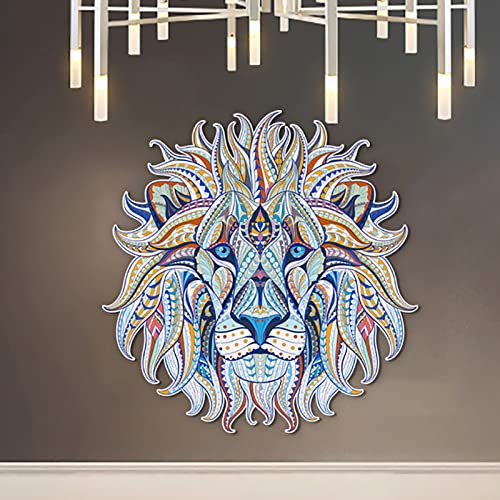Maydahui Creative Lion Head Vinyl Wall Decals 3D Mandala Style Wild Animal Wall Stickers (23.6" X 22.8") Peel & Stick Removable Tribal Pattern Art Mural For Window Car Kids Bedroom Living Room Décor #TOP6