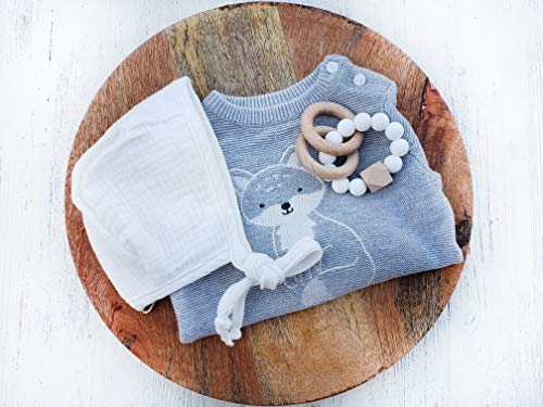 Baby Bonnet White Christmas Baby Girls Boys Bonnet Hat Soft Cotton Muslin Holiday Winter Spring Summer Fall (White No Trim, Premie/Nb) #TOP2