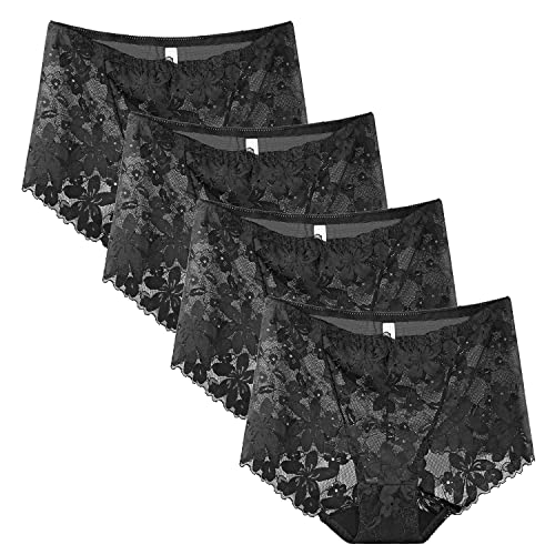 Culottes en dentelle KE229035 Lot de 4 shorty dentelle fine anti-irritation culotte confortable