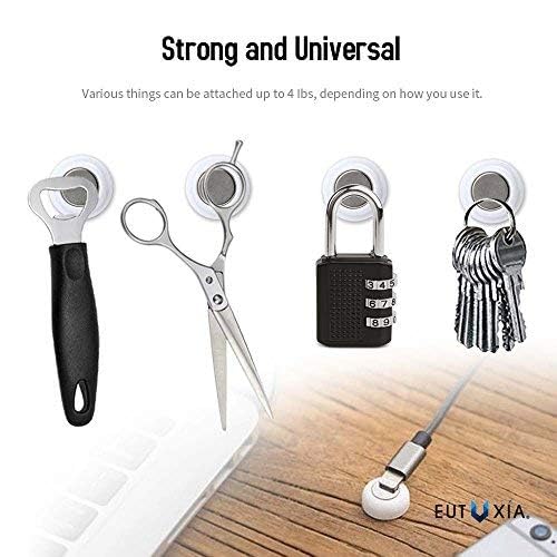 Eutuxia Magnetic Key Holder for Wall - Get Your Car & Home Keys Easier and Faster. Heavy Duty Magnets, Wall Key Holder, No Drilling, 3M Key Hook. [6 PK] - Thumbnail 4
