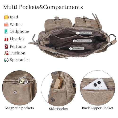 Image of Angel Kiss Hobo Purses for Women Crossbody Shoulder Bag Ladies Multi Pocket Handbags with Adjustable Shoulder Strap | Soft Vegan Leather