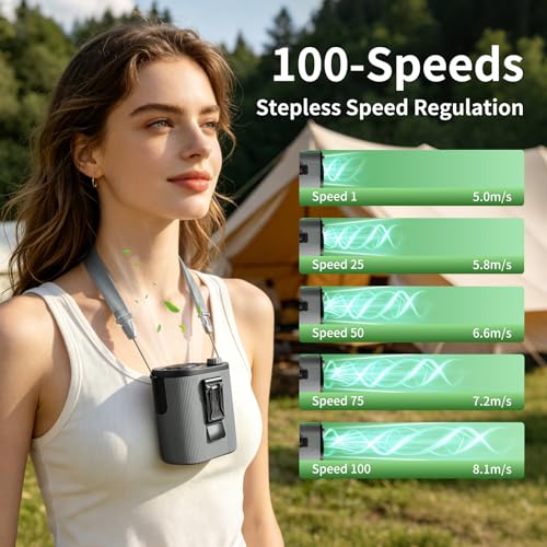 Portable Waist Fan with High-Speed Brushless Motor, 8.2m/s Hurricane Airflow 100-Speed Stepless Body Fan, 4000mAh 4-in-1 Under Shirt Fan, Heavy-Duty Belt Clip Fan for Construction, Outdoor Work-black — view 3
