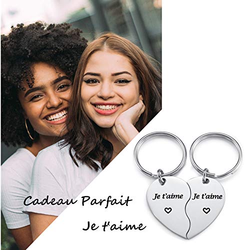 PiercingJak Porte-clés Couple Amoureux Coeur à Duex Separable Je t'aime – vue 4