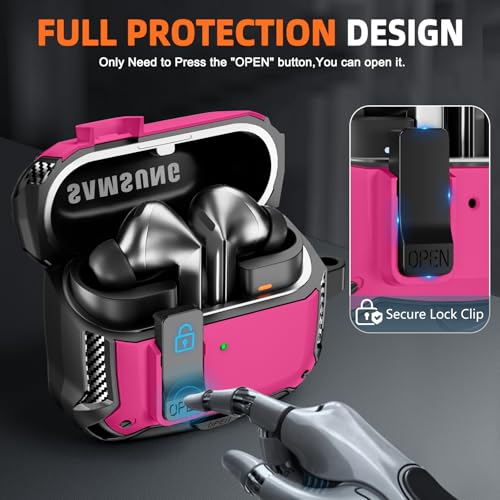 Image of Compatible with Samsung Galaxy Buds 3 Case & Galaxy Buds 3 Pro Case with Phone Stand, Compatible with MagSafe, (Rose red)
