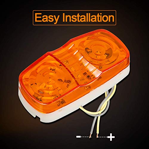 Led Amber Trailer Light, 12Led Side Marker Light, Double Bullseye Clearance Light, Surface Mount Waterproof Super Bright Safety Driving Light Fit For Most 12V Rv Truck Camper Trailer (10 Pack) #TOP3