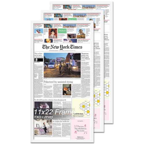 11x22 Newspaper Frame 3 PCS for News Paper Front Page&Display Picture White