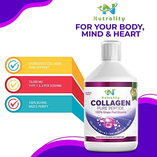 Nutrality-Grass-Fed-Bovine-Collagen-Peptides-Supplement-500-mL-Sugar-Free-Hydrolysed-Liquid-Proteins-Hyaluronic-Acid-Silica-10000mg-Type-1-3-Fruit-Juice-Flavour-1-Bottle