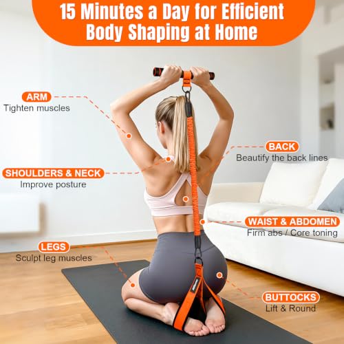 Image of Upgraded Multifunction Pedal Resistance Band with Handle, 3 Tube Adjustable Resistance Bands for Abdomen, Waist, Arm, Core /ABS, Leg Workout - Sit Up Exercise Equipment for Women