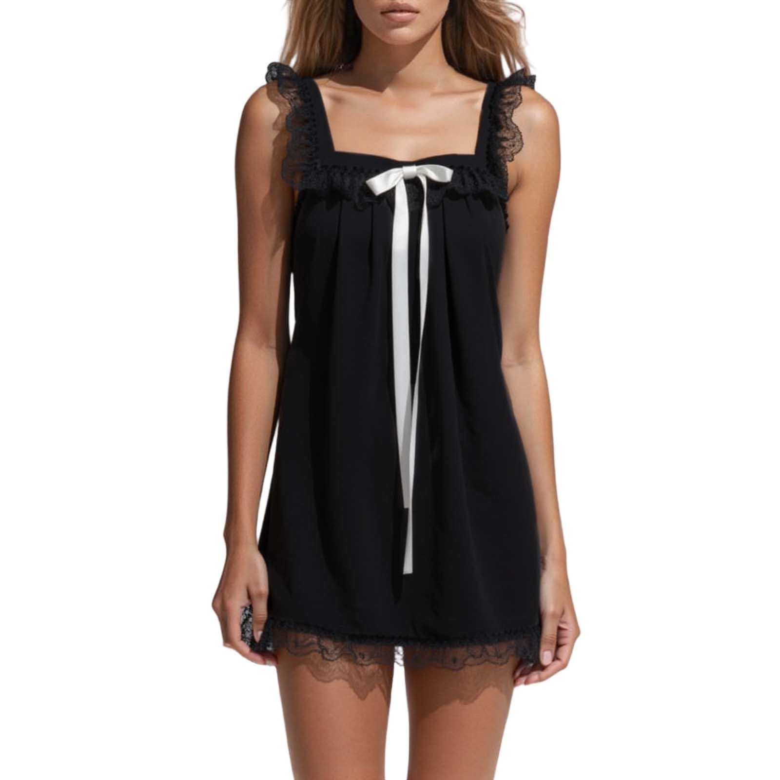 Neues Sommerkleid for Damen Mit Rückenfreier Schleife Und Spitzenbesatz, Lockeres Babykleid