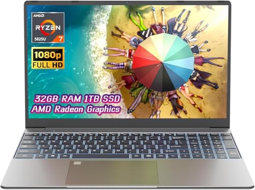 Ninkear A15 Plus - Ordinateur Portable Gaming 15.6'' FHD IPS Afficher (Ryzen™ 7 5700U, RAM 32Go, SSD 1To, Win 11) Clavier rétro-éclairé, Clavier Anglais (avec Autocollants français)