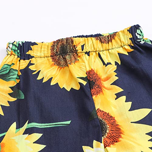 Moonker Toddler Girls Baggy Bell-Bottom Pants Loose Wide Leg Elastic Waist Flared Trousers Sunflower Prints The2