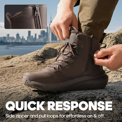 Image of NORTIV 8 Men's Military Tactical Boot Lightweight Comfortable Boots for Work All Day Side Zipper Motorcycle Combat Hiking Boots Metrostrike(8-9 Inches)