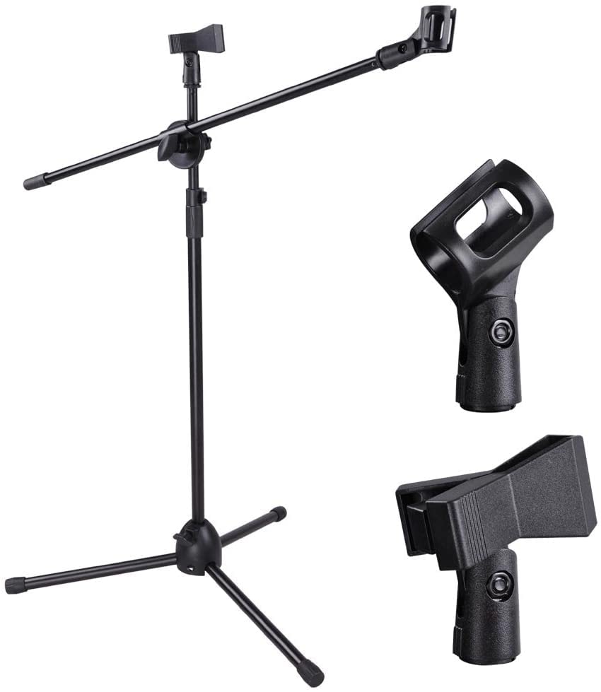 Image of Mic Stand Boom Arm Microphone Adjustable Suspension Boom Scissor Arm for Podcasting Gaming Recording Tripod Microphone (Mic Stand 3 Leg, Black)