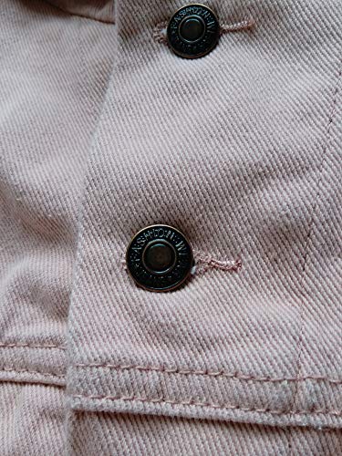 Oversized Denim Jacket for Women Long Sleeve Classic Loose Jean Trucker Jacket (S, Pink washed) - Thumbnail 4