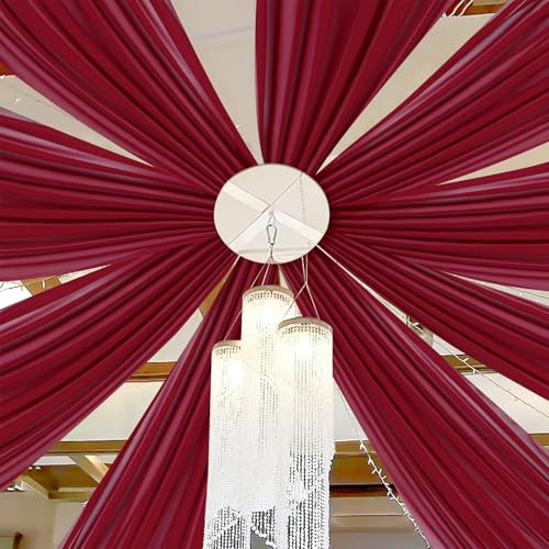 DUOBAO Burgundy Ceiling Drapes 5x20ft 6pc Sheer Chiffon Backdrop Curtains