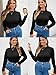 OUGES Women's 2023 Black Sweaters Lightweight Long Sleeve Mock Neck Cable Rib Knit Winter Pullover(Black, L)