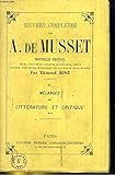  Oeuvres complètes de Alfred de Musset - IX : Mélange de littérature et de critique (suite)