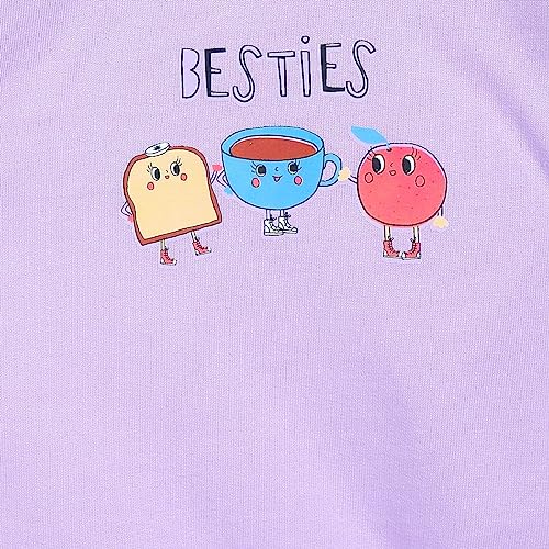 Image of miniklub Girls Purple Graphic Printed Pure Cotton Sweatshirt