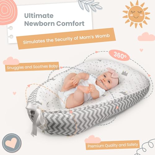 Image of Baby Lounger - Breathable & Soft Baby Lounger for Newborn 0-24 Months, Soft Portable Baby Lounger Pillow, Newborn Babies Essentials, Snuggle Lounger Me