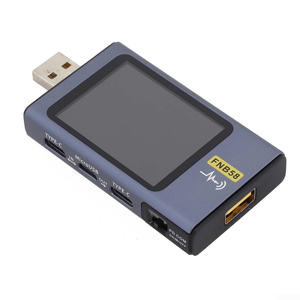 Tester USB C FNB58 con misuratore di potenza digitale per rilevamento rapido della carica PD QC, monitor della corrente di tensione per cavo di ricarica, gamma 4-28 V, 0-7 A