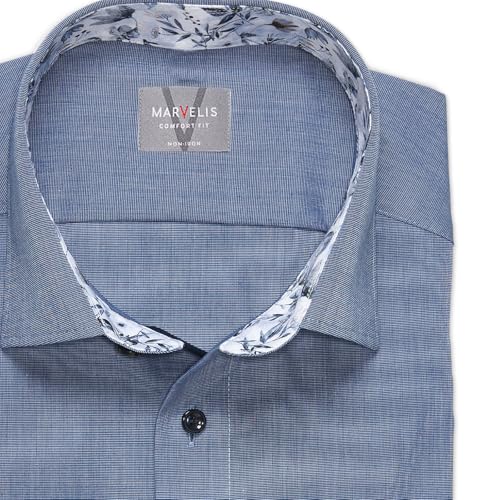 Marvelis Herren Businesshemd Langarm 700014,Einfarbig,Comfort fit,New Kent,Nachtblau 14,43