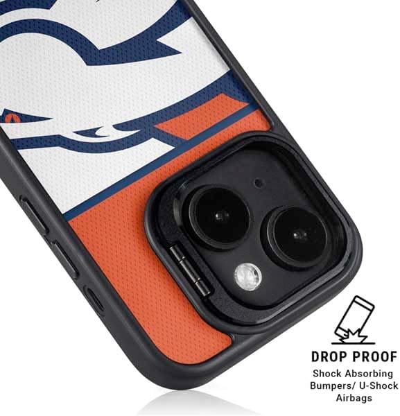 Skinit Kickstand Phone Case Compatible with iPhone 14 - Officially Licensed NFL Denver Broncos Zone Block Design