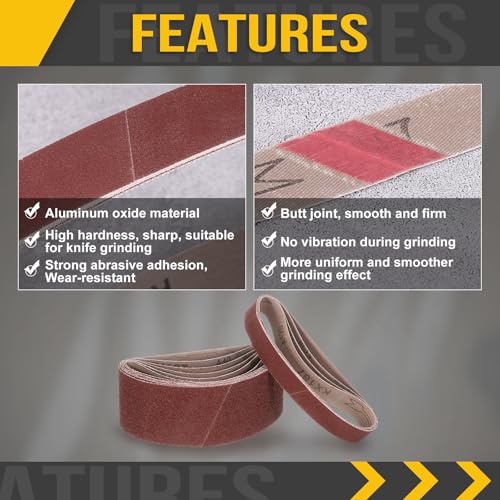 CoCud 13mm x 457mm Schleifband, 30 Stück Schleifbänder 150 Körnung Messerschärferbänder Arbeitsschärfen für Bandschleifer Messer Schnitzwerkzeug Metallbearbeitung