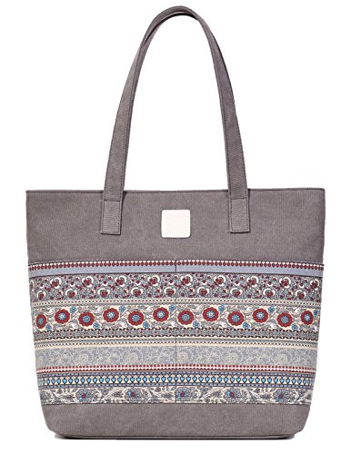 ArcEnCiel Women's Casual Canvas Tote Bags Shoulder Handbag Travel Bag (Gray)