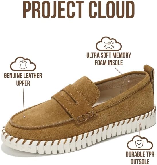 Project Cloud Genuine Leather Loafers for Women - Memory Foam Womens Shoes - Non Slip Spring Loafers Flexible Sole - Fashion Shoes for Women 2026 (Filide) - Image 2