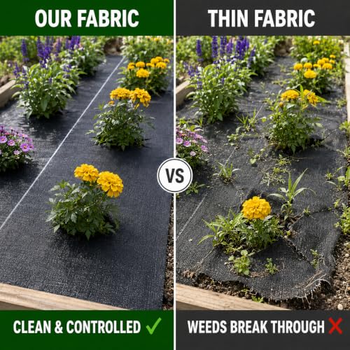 Image of Weed Barrier Fabric, 4FTx100FT Heavy Duty Landscape Fabric with 20 U-Shaped Securing Pegs, 3.2OZ Geotextile Ground Cover, Woven Weed Block for Gardening, Landscaping, Driveway