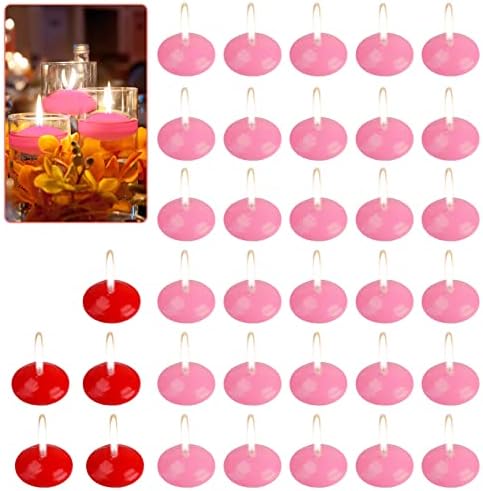 Floating Candles for Centrepieces Tealights Long Burn Candles for Wedding Party Spa Candlelight Dinner Valentine's Day Christmas Halloween (30pcs Pink + 5pcs red)