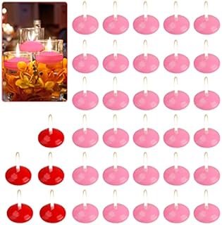 Floating Candles for Centrepieces Tealights Long Burn Candles for Wedding Party Spa Candlelight Dinner Valentine's Day Christmas Halloween (30pcs Pink + 5pcs red)