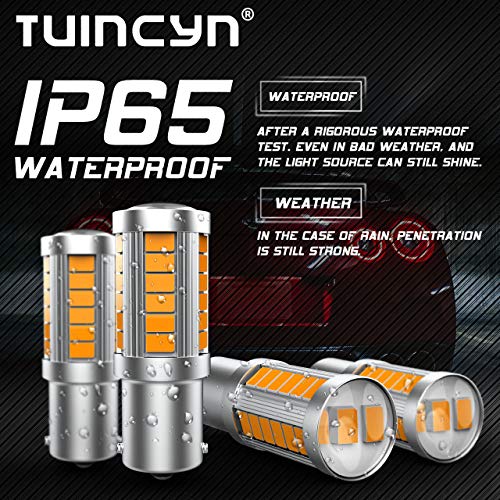 Tuincyn 1156 Led Bulb Amber Yellow Turn Signal Light Bulb Super Bright 8000K 5630 33Smd 1141 1073 7506 Tail Blinker Light Brake Light Side Marker Bulbs Rv Light Lamp Dc 12V (Pack Of 4 #TOP6