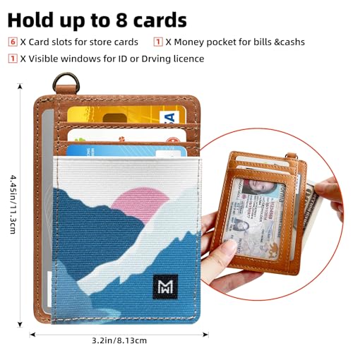 Image of Credit Card Holder Wallet for Women Slim Minimalist Wallet RFID Blocking Leather Wallets Elastic Front Pocket Wallet for Women, Sunset, Minimalist