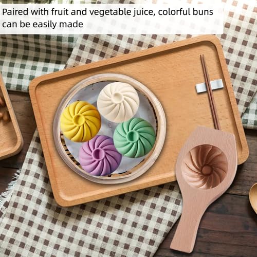 Image of Wooden Bao Bun Maker,Baozi Maker Machine,Wooden Steam Bun Mold,This Kitchen Appliances And Gadgets Is the Best Gift for Asian Food Enthusiasts And Dumpling Maker (Steamed Bun A)