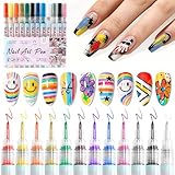 JODSONE 12 Colors Nail Art Pens Set,Acrylic Paint Nail Art Markers Polish Pen for 3D Nail Art, Drawing Painting Liner Brush for DIY Nail Art Beauty Adorn Manicure Tools (12 colors,0.7mm hard pen tip)