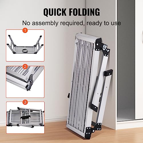 VEVOR Folding Work Platform, 330 lbs Load Capacity, 29.9“x20 Aluminum Drywall Stool Ladder, Heavy Duty Work Bench w/Non-Slip Feet, Ideal for Washing Vehicles, Cleaning, Painting, Decorating