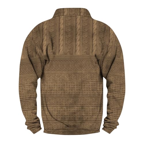 Mens Casual Corduroy Sweatshirt Long Sleeve Stand Collar 1/4 Button Up Pullover Fall Winter Polo Sweaters4