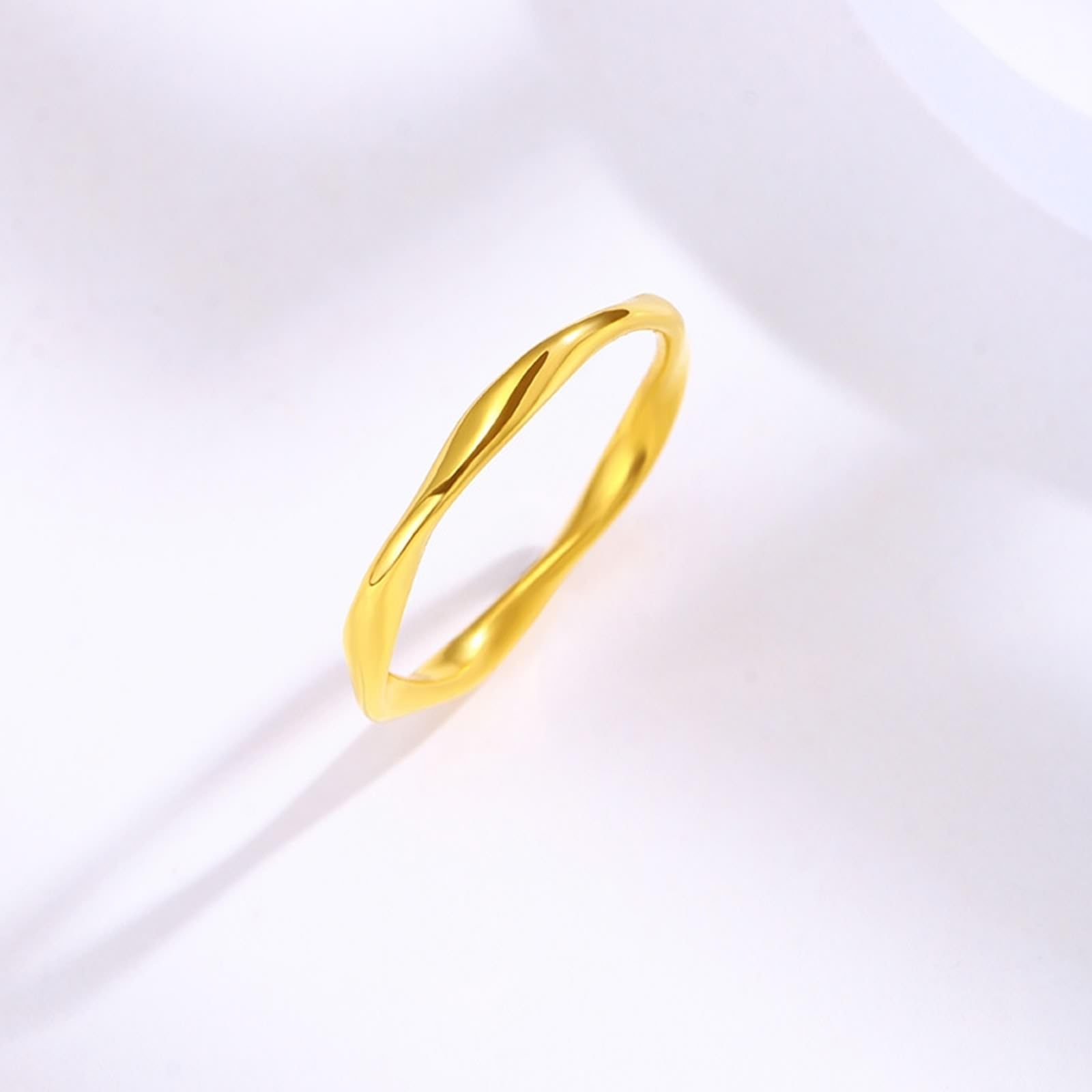 AMDXD Anello nuziale in oro giallo 24 carati Au999, morbido, sottile, 2 mm, anello dell'amicizia 999, misura 47-62