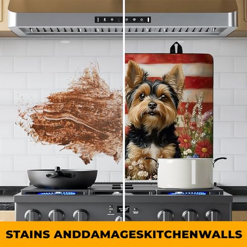 Image of Patriotic Stove Top Cover, Heat Resistant Electric Stove Protector Mat, Large Diatomite Kitchen Counter Mat, Independence Day Decor American Flag Kitchen Accessory (dog-1, 28x20 Inch)