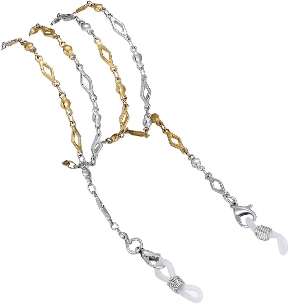 Mask Holder Chain Lanyard Necklace for Women Girls, Stainless Steel Strap Chains for Eyeglass Glasses … (gold&silver)