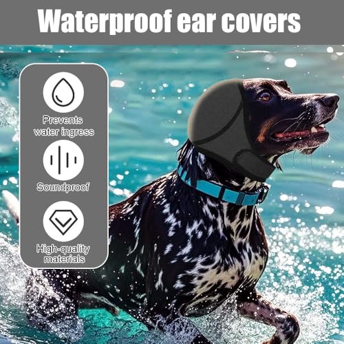 Hund Schwimmkappen, 1 Stuck Verstellbar Hunde-Ohrschützer zum Schwimmen, Wasserdicht Badekappe für kleine, mittelgroße und große Hunde, Welpen