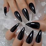 Sharp Pointed Fake Nails Black Gelnails Medium-Long Size Real Stiletto Point Acrylic Nail Tips 24