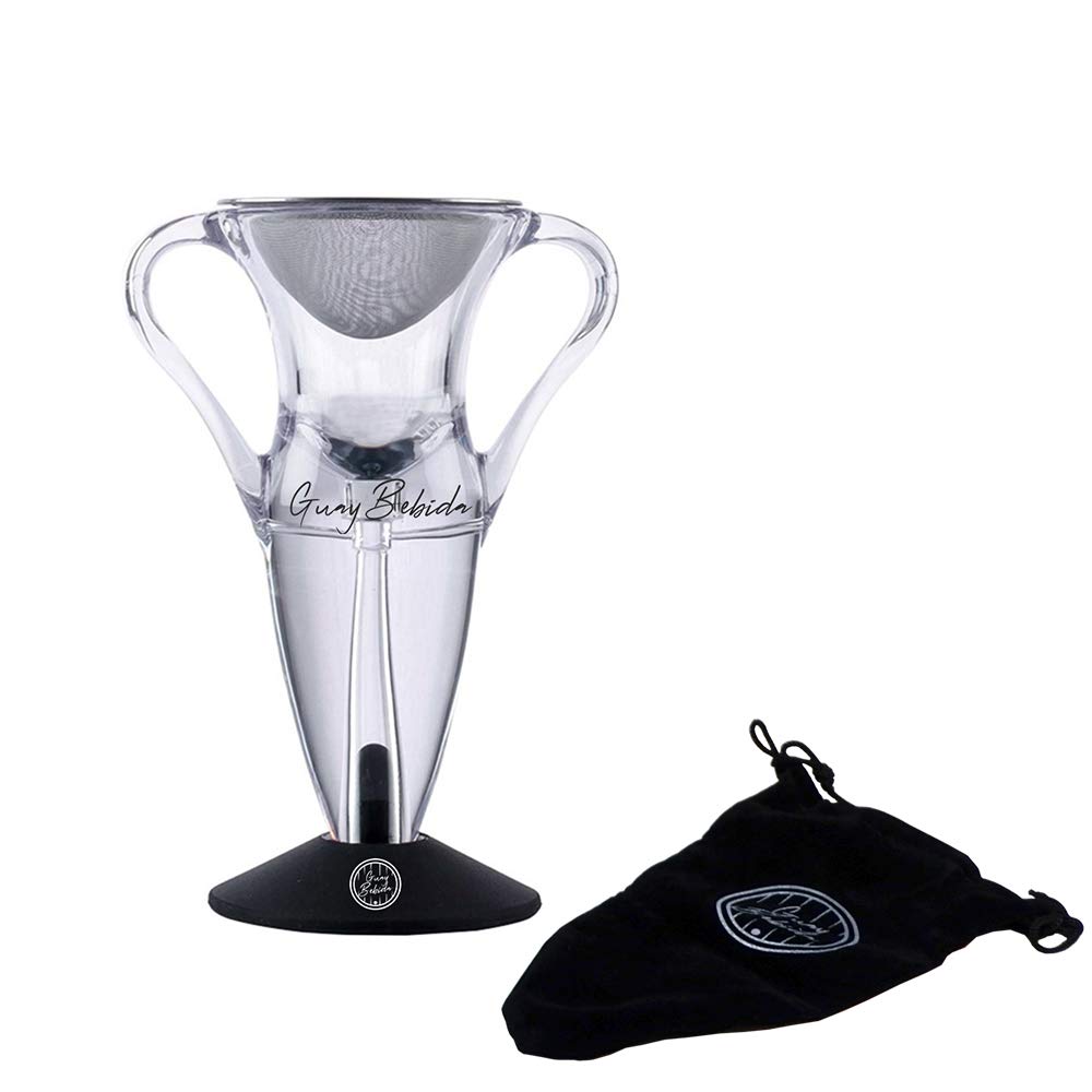 Guay Bebida Red Wine Cloud Aerator Pourer and Decanter Spout Includes Base Stand and Pouch - Premium Wine Accessory - Multi-Stage Wine Aeration - Handheld