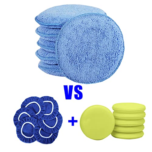 Image of FONAROLL Wax Applicator Pads Polishing Pads Microfiber Applicator Pad for Car Wax and Polishing (Blue 12Pcs)