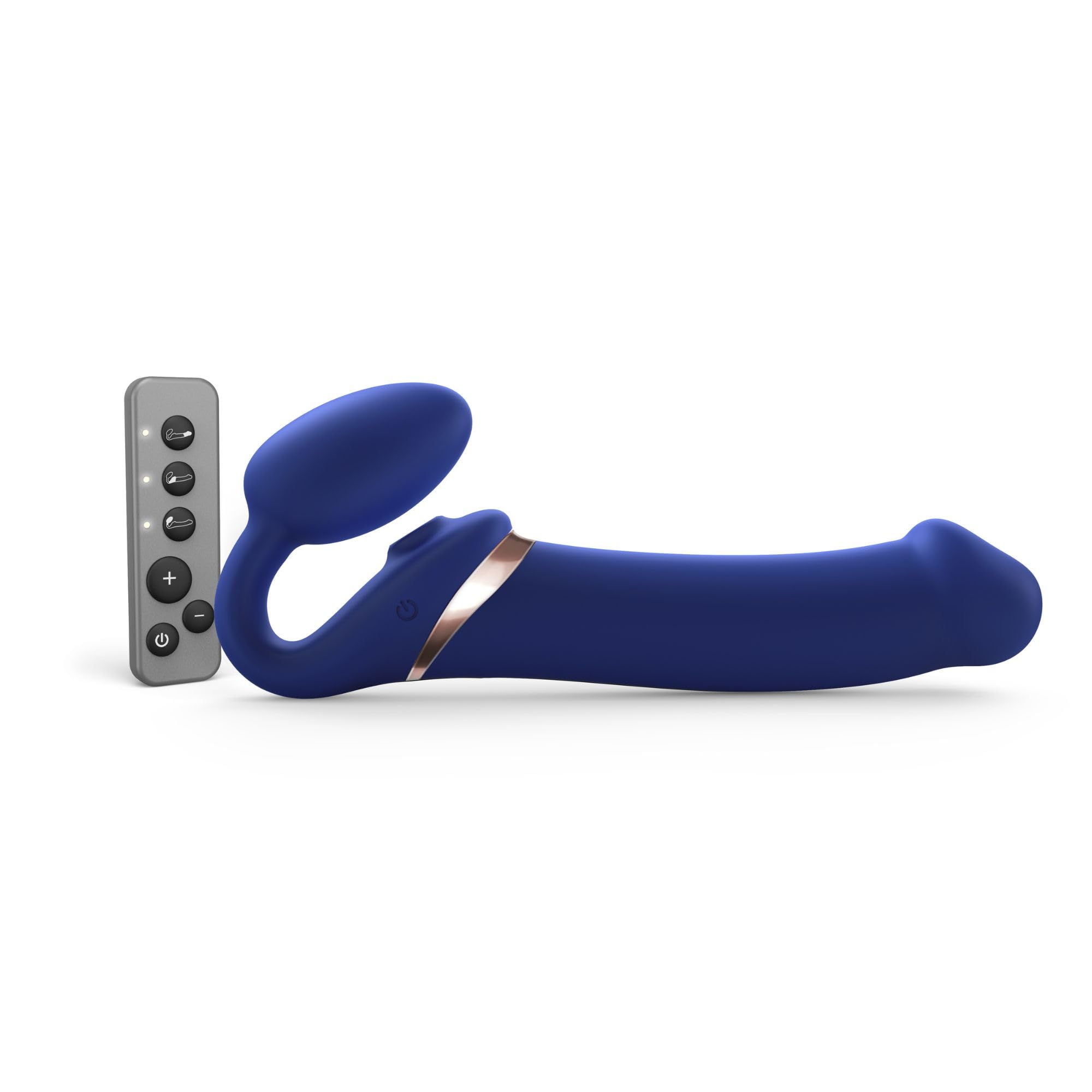Strap-On-Me Strap-on Multi-Orgasmo Telecomandato 3 Motori – Tecnologia a Memoria di Forma – Tripla Stimolazione – Sex Toy Donna & Uomo in Silicone Morbido – Senza Imbrago, Impermeabile - Blue XL