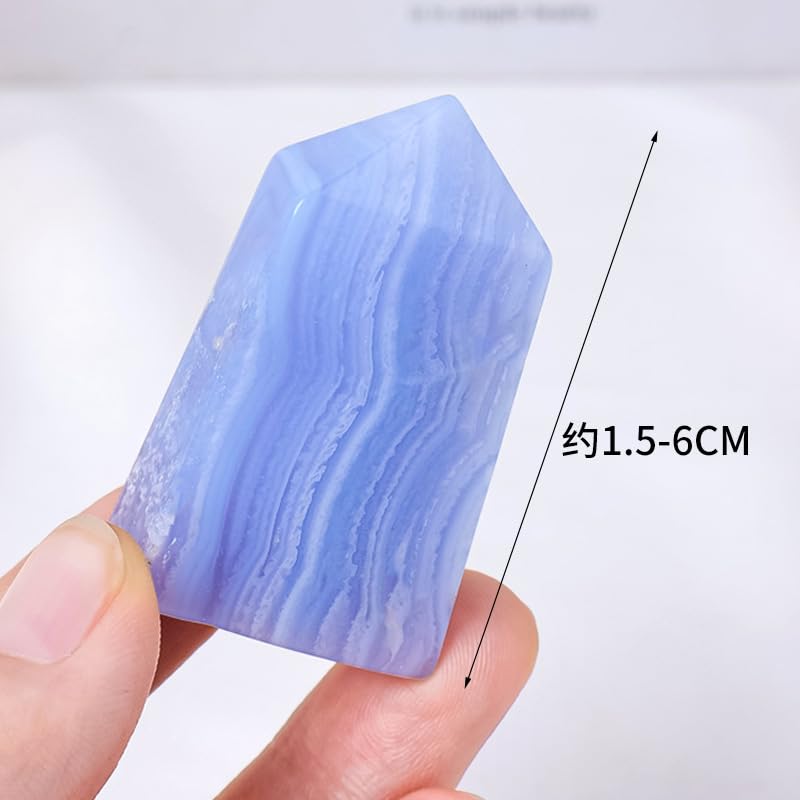 Namzi 2 Pieces, Each Weighing About 15-25g, Natural Crystal Blue Pattern Single Pointed Square Prism raw Stone, Polished Square Pillar Home Desktop Decoration Ornament