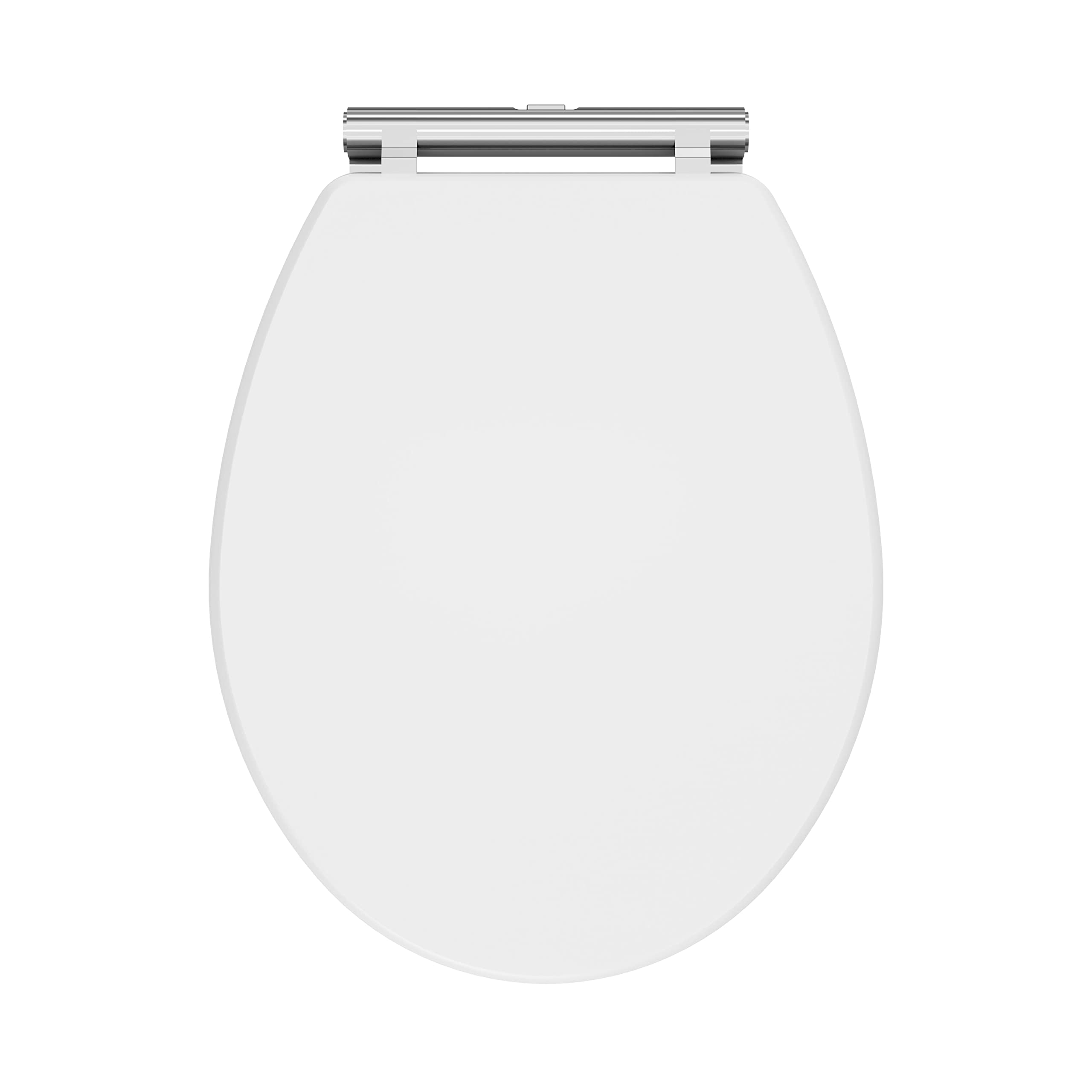 nuie CLA199 Classique Traditional Bathroom Soft Close Wooden Toilet Seat, 451mm, Satin White