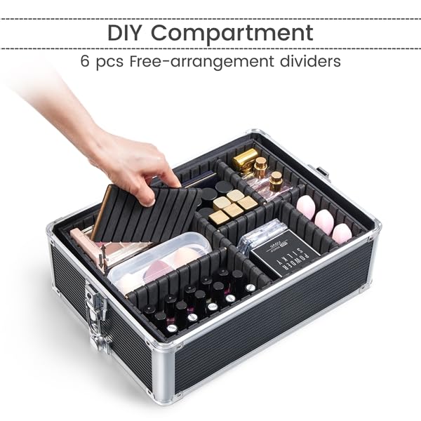 Yaheetech Valigia Trolley Trucchi Make Up 5 in 1 per Estetista Parrucchiere Professionale con Coperchio Supplementare Beauty Case Grande Porta Cosmetici da Viaggio Ruote Girevoli Nero